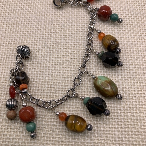 Sincerely Southwest Sterling Multi Gemstone Magnetic Charm Bracelet - Picture 4 of 5
